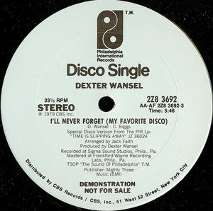 Dexter Wansel : I'll Never Forget (My Favorite Disco) (12", Single, Promo)