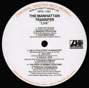 The Manhattan Transfer : Live (LP, Album, Ltd, RE, RM)