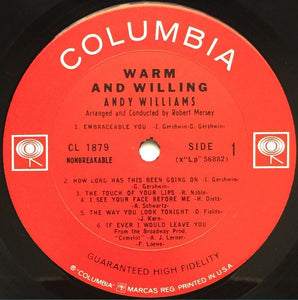 Andy Williams : Warm And Willing (LP, Album, Mono, Pit)