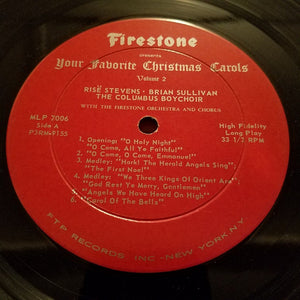 Risë Stevens, Brian Sullivan (4) And The Columbus Boychoir With The Firestone Orchestra And Chorus : Firestone Presents Your Favorite Christmas Carols Volume 2 (LP, Mono)