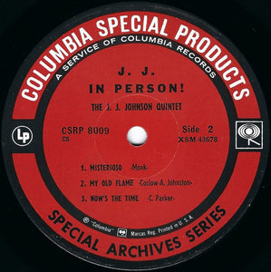 The J.J. Johnson Quintet : J. J. In Person! (LP, Album, RE)