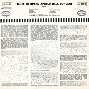 Lionel Hampton And His Orchestra : Lionel Hampton Apollo Hall Concert 1954 (LP, Album, Mono)