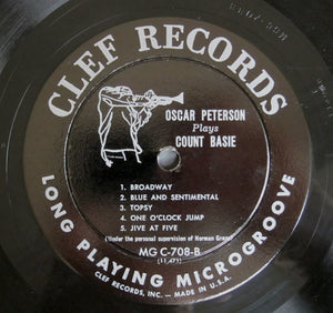 Oscar Peterson : Oscar Peterson Plays Count Basie (LP, Album, Mono)