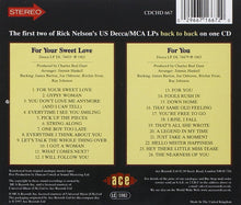 Load image into Gallery viewer, Rick Nelson* : For Your Sweet Love / Sings For You (CD, Comp)
