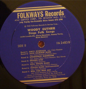 Woody Guthrie With Leadbelly, Cisco Houston, Sonny Terry And Bess Hawes : Sings Folk Songs (LP, Album, RE)