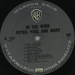 Peter, Paul And Mary* : In The Wind (LP, Album, Mono)