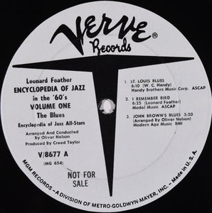 Various : Leonard Feather Encyclopedia Of Jazz In The '60's Volume One The Blues (LP, Album, Comp, Mono, Promo)