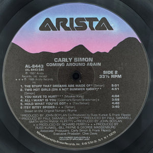Carly Simon : Coming Around Again (LP, Album, Ind)