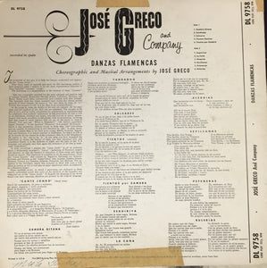 José Greco And Company : Danzas Flamencas (LP, Album, Mono)