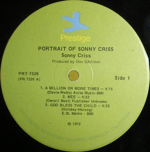 Sonny Criss : Portrait Of Sonny Criss (LP, Album, RE)