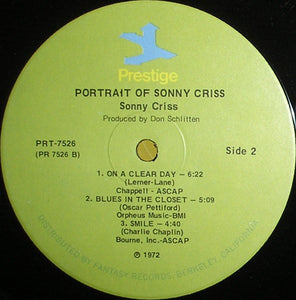Sonny Criss : Portrait Of Sonny Criss (LP, Album, RE)