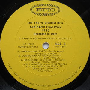 Various : San Remo Festival 1965: The Twelve Greatest Hits (LP, Comp, Mono)