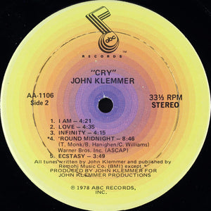 John Klemmer : Cry (LP, Album, Kee)