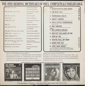 Otis Redding : The Otis Redding Dictionary Of Soul - Complete & Unbelievable (LP, Album)