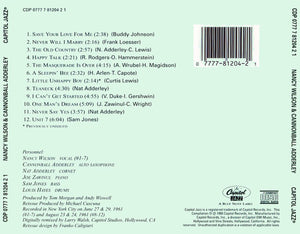 Nancy Wilson / Cannonball Adderley : Nancy Wilson / Cannonball Adderley (CD, Album, RE)