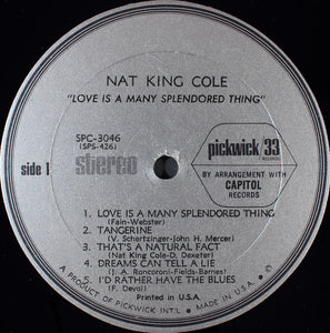Nat King Cole : Love Is A Many Splendored Thing (LP, Comp)