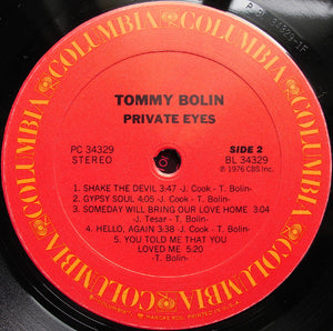 Tommy Bolin : Private Eyes (LP, Album, Pit)