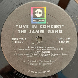 James Gang : Live In Concert (LP, Album, RP, Tru)