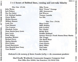 Various : Celebrities ... At Their Worst! (The Definitive Audio Blooper Collection) (2xCD, Comp, Unofficial)