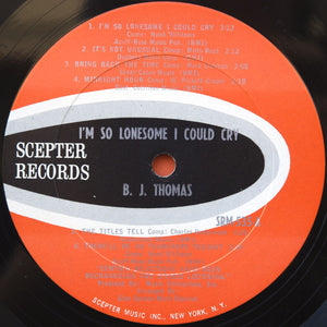 B.J. Thomas : I'm So Lonesome I Could Cry (LP, Album, Mono, Pit)
