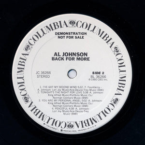 Al Johnson : Back For More (LP, Album, Promo)
