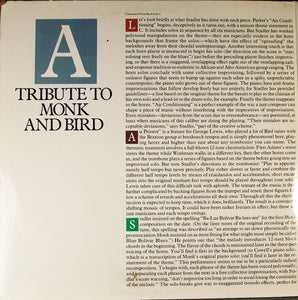 Thad Jones / George Adams / George Lewis / Stanley Cowell / Reggie Workman / Lenny White / Heiner Stadler : A Tribute To Monk And Bird (2xLP, Album)