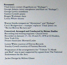 Load image into Gallery viewer, Thad Jones / George Adams / George Lewis / Stanley Cowell / Reggie Workman / Lenny White / Heiner Stadler : A Tribute To Monk And Bird (2xLP, Album)
