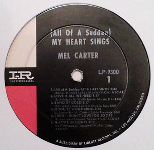 Mel Carter : (All Of A Sudden) My Heart Sings (LP, Mono)