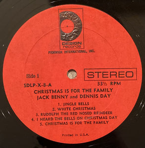 Dennis Day, Jack Benny : Dennis Day Sings "Christmas Is For The Family" (LP, Album, Red)