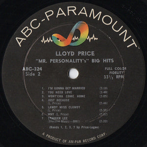 Lloyd Price : "Mr Personality's" 15 Hits (LP, Album, Comp, Mono)