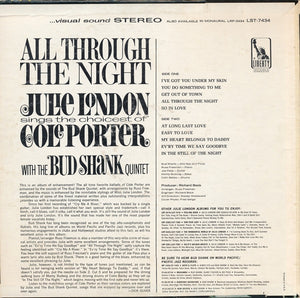 Julie London With The Bud Shank Quintet : All Through The Night (Julie London Sings The Choicest Of Cole Porter) (LP, Album, San)