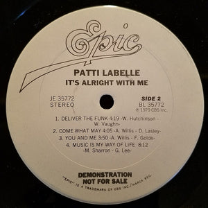 Patti LaBelle : It's Alright With Me (LP, Album, Promo)