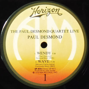 The Paul Desmond Quartet : Live (2xLP, Album, Ter)
