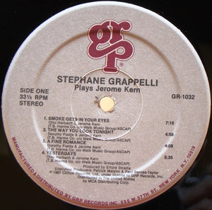 Stéphane Grappelli : Stéphane Grappelli Plays Jerome Kern (LP, Album)