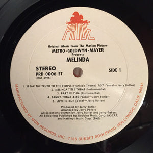 Jerry Butler And Jerry Peters : Melinda (Original Music From The Motion Picture) (LP, Album)