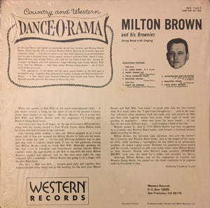 Milton Brown And His Brownies : Country And Western Dance-O-Rama No. 1 (10", MiniAlbum, RE)