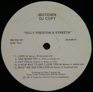 Billy Preston & Syreeta : Billy Preston & Syreeta (LP, Album, Promo)