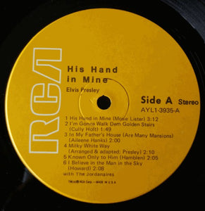Elvis Presley : His Hand In Mine (LP, Album, RE)