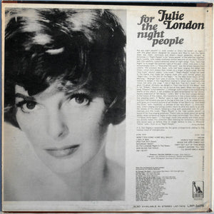 Julie London : For The Night People (LP, Album, Promo)