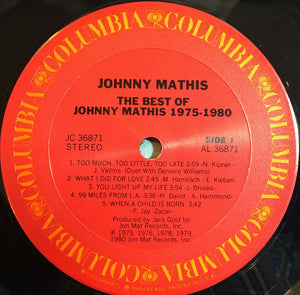 Johnny Mathis : The Best Of Johnny Mathis: 1975-1980 (LP, Comp, Ter)