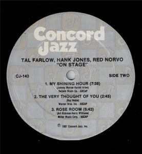 Tal Farlow, Hank Jones, Red Norvo, Ray Brown, Jake Hanna : On Stage (LP, Album)