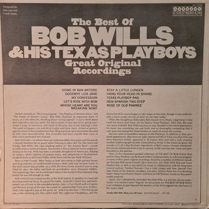 Bob Wills & His Texas Playboys : The Best Of Bob Wills & His Texas Playboys Great Original Recordings (LP, Album)