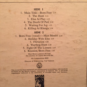 John Barry : Born Free (Original Sound Track Recording) (LP, Album, Mono)