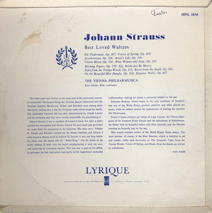 Johann Strauss Jr., The Vienna Philharmusica* : Best Loved Waltzes (LP, Comp)