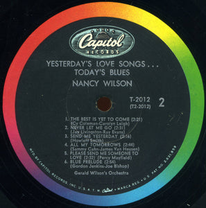 Nancy Wilson / Gerald Wilson's Orchestra* : Yesterday's Love Songs • Today's Blues (LP, Album, Mono)