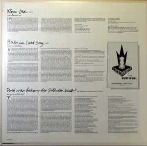 Teresa Stratas : The Unknown Kurt Weill (LP, Album)