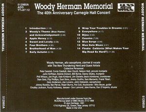 Woody Herman : Memorial: The 40th Anniversary Carnegie Hall Concert (CD, Album, RE)