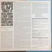 Laden Sie das Bild in den Galerie-Viewer, Memphis Slim : Memphis Slim&#39;s Tribute To Big Bill Broonzy, Leroy Carr, Cow Cow Davenport, Curtis Jones, Jazz Gillum (LP, Album, Mono)
