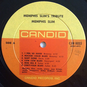 Memphis Slim : Memphis Slim's Tribute To Big Bill Broonzy, Leroy Carr, Cow Cow Davenport, Curtis Jones, Jazz Gillum (LP, Album, Mono)