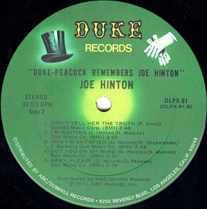 Joe Hinton (2) : Duke-Peacock Remembers Joe Hinton (LP, Album, Comp)